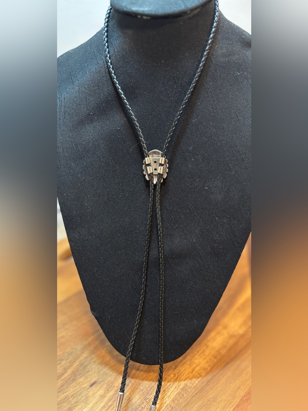 Turquoise Accent Black Bolo Necklace - Women’s Boho Jewelry - Picture 4 of 11